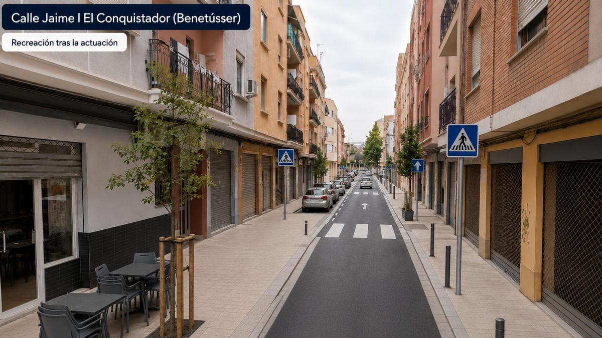 Recreación realizada con IA de la calle Jaime I El Conquistador después de la actuación.