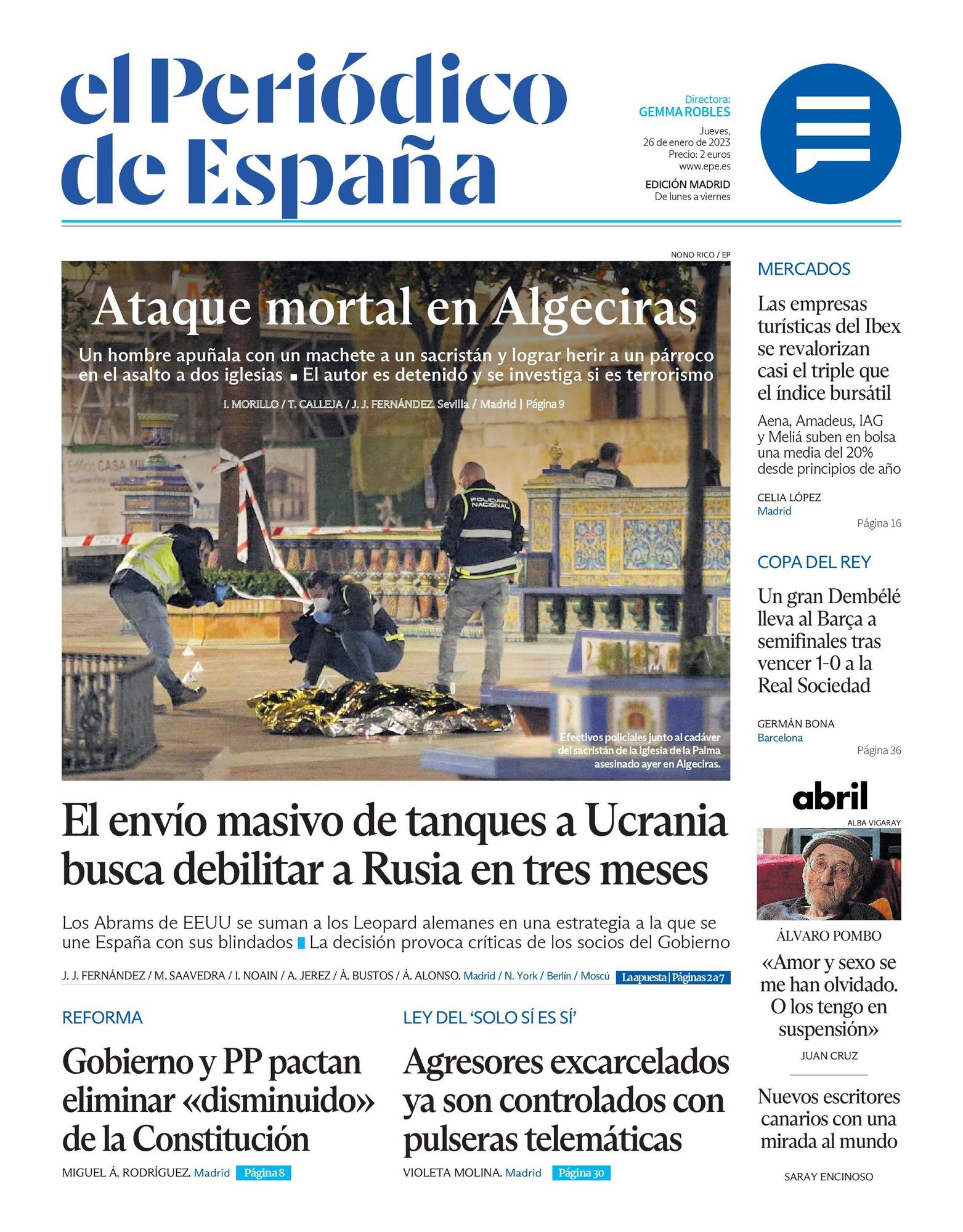 EL PERIÓDICO DE ESPAÑA de hoy jueves 26 de enero de 2023