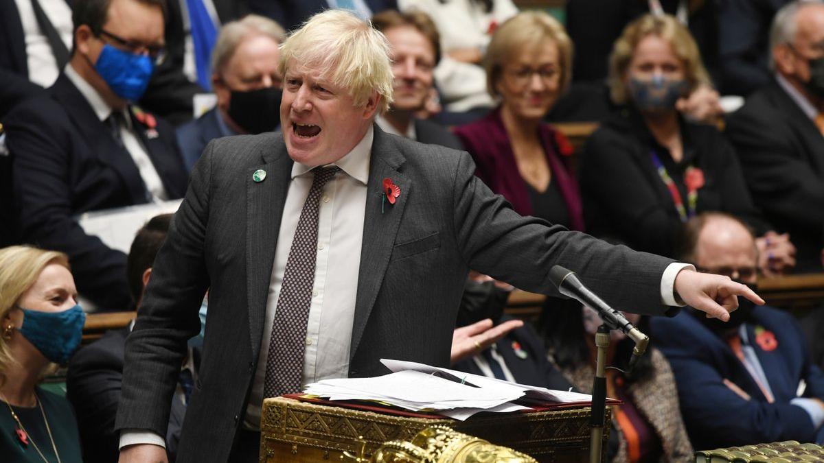 El primer ministro británico, Boris Johnson, el miércoles durante su intervención en el Parlamento.