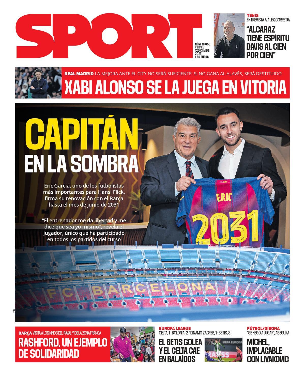 Esta es la portada de SPORT de hoy viernes, 12 de diciembre de 2025