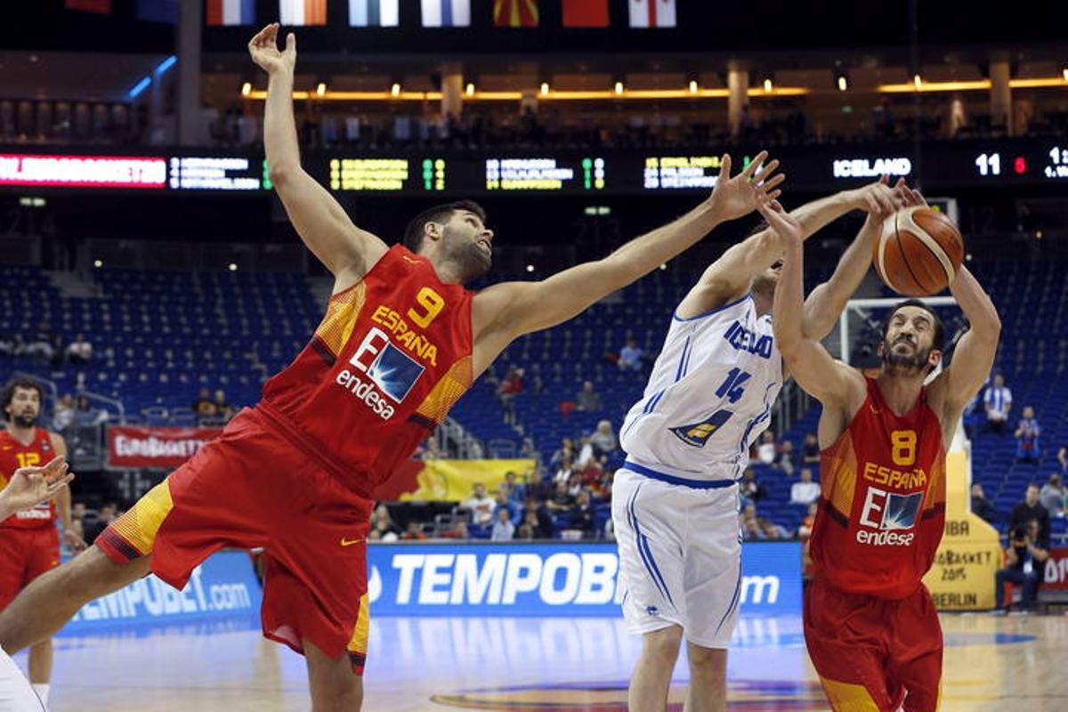 Imágenes del partido entre Islandia y España en la cuarta jornada del Eurobasket