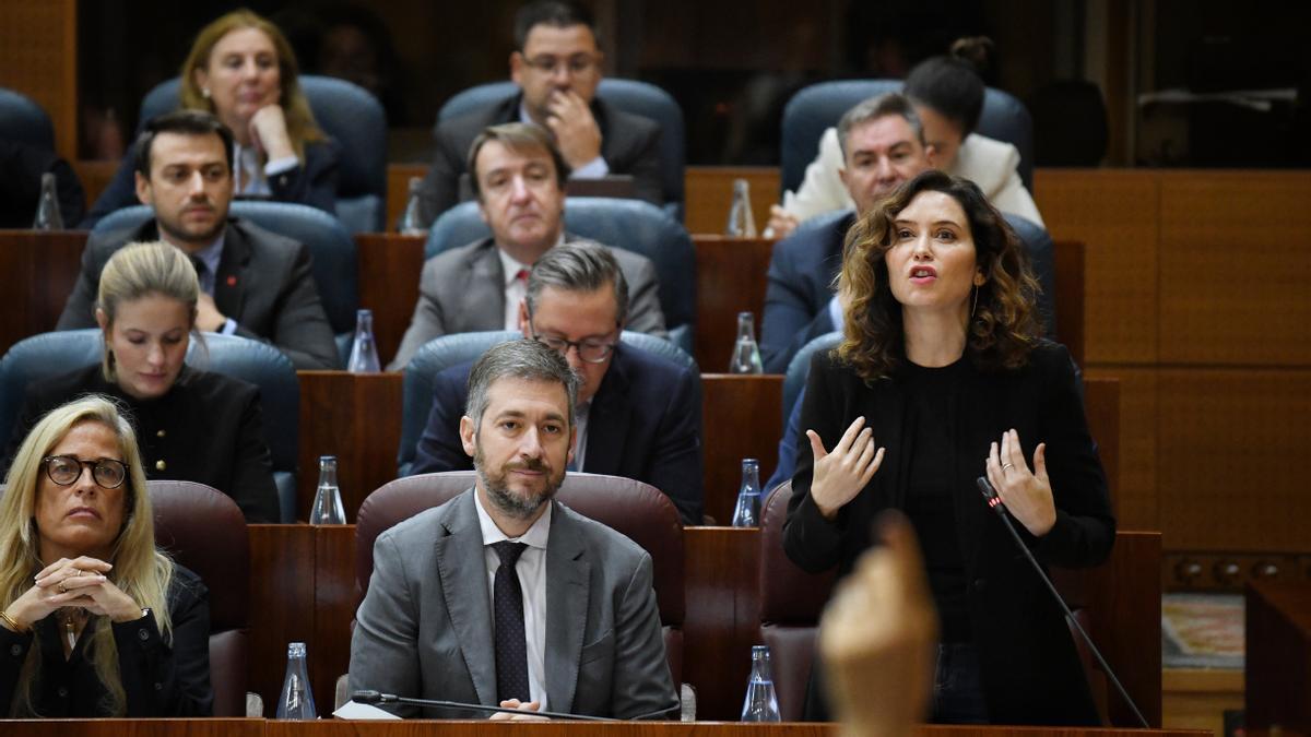 Isabel Díaz Ayuso en un pleno de la Asamblea de Madrid. Isabel Díaz Ayuso en un pleno de la Asamblea de Madrid.