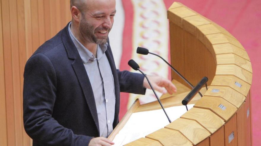 Luís Villares, portavoz de En Marea, esta mañana en el Parlamento.