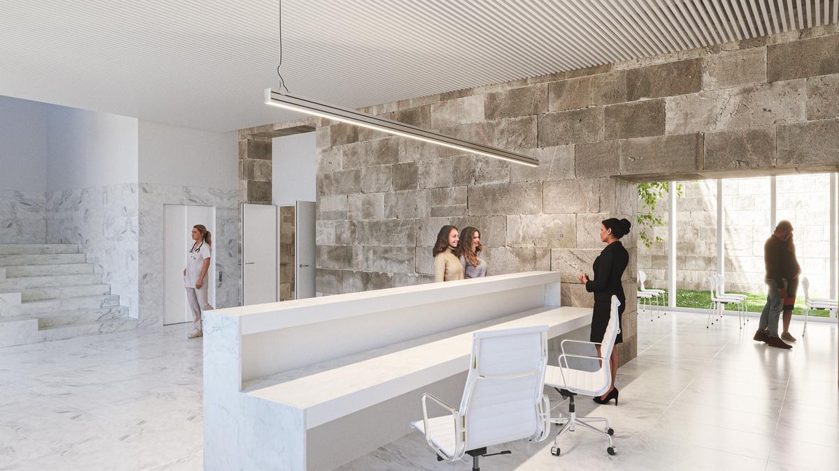Recreación virtual del interior del centro de salud de Conxo en Santiago de Compostela