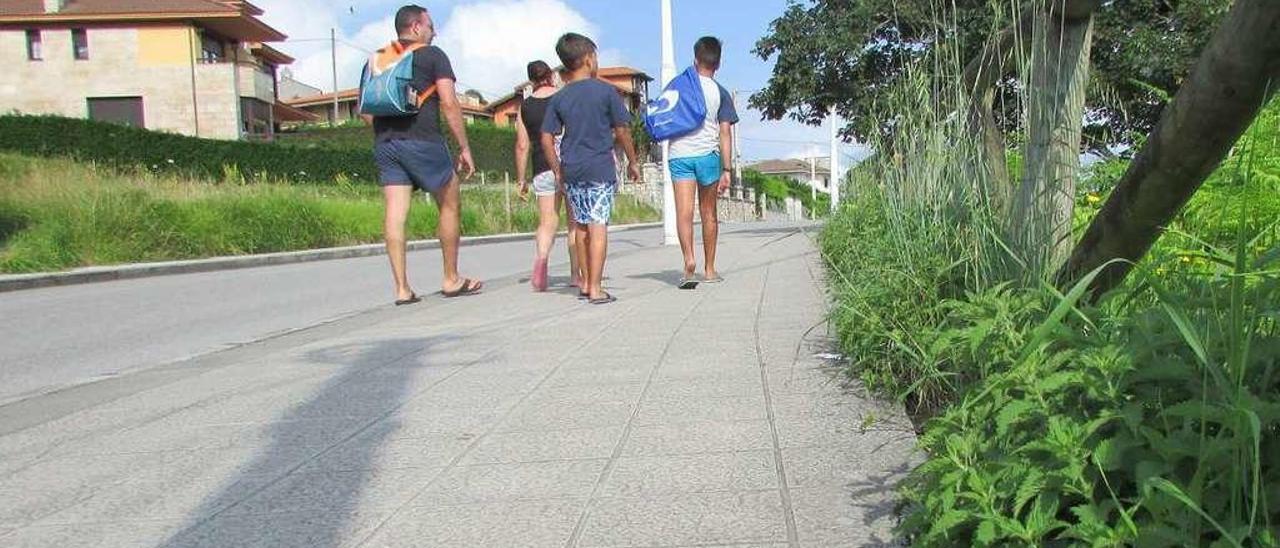 Aspecto que presentaba ayer la acera en la avenida de Toró, tomada por las ortigas.