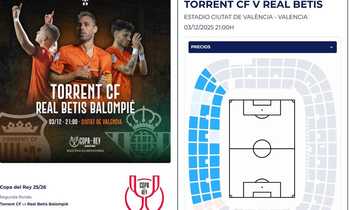 Las entradas del Torrent - Betis, ya a la venta