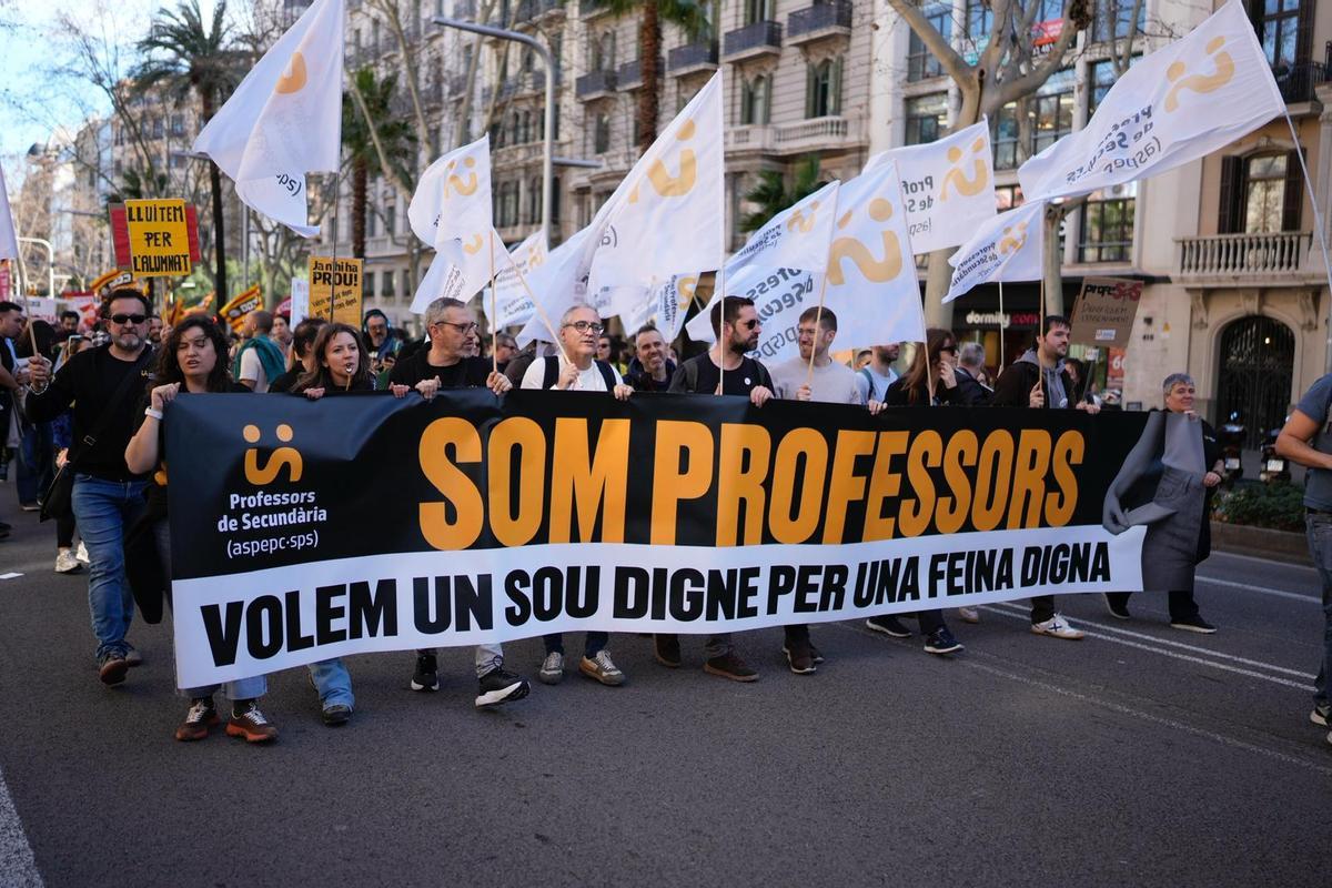 Manifestación de profesores en Barcelona