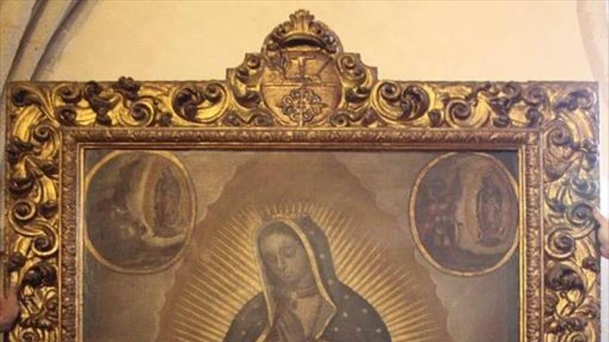 Un cuadro de la Virgen que estaba en la iglesia de San Martín luce en Guadalupe