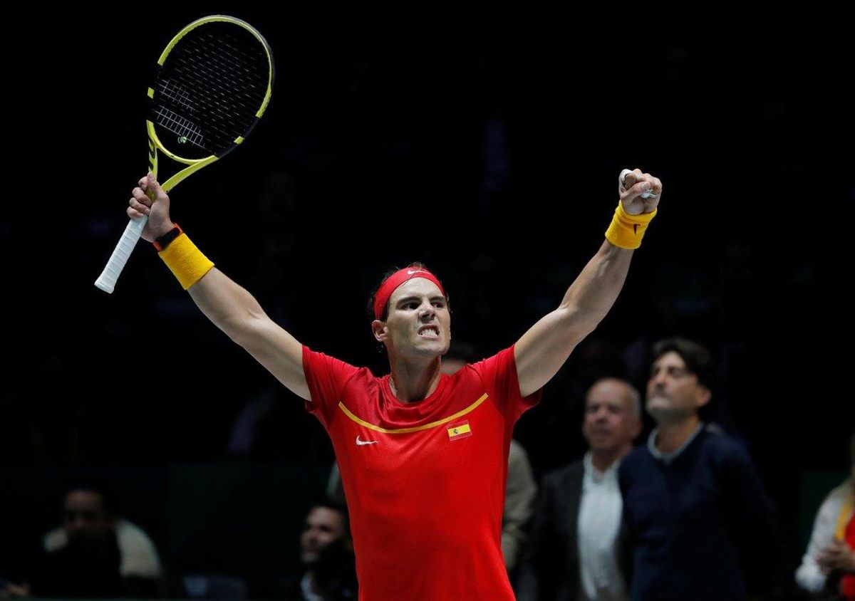 Tennis - Davis Cup Finals - Caja Magica, Madrid, Spain - November 19, 2019 Spain’s Rafael Nadal celebrates winning his group stage match against Russia’s Karen Khachanov REUTERS/Susana Vera Tennis - Davis Cup Finals - Caja Magica, Madrid, Spain - November 19, 2019 Spain’s Rafael Nadal celebrates winning his group stage match against Russia’s Karen Khachanov REUTERS/Susana Vera