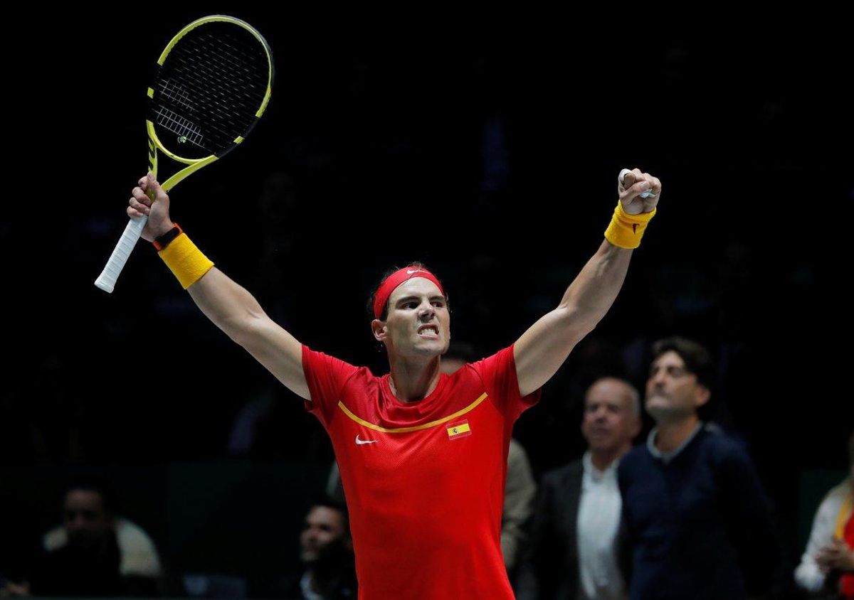 Tennis - Davis Cup Finals - Caja Magica, Madrid, Spain - November 19, 2019   Spain’s Rafael Nadal celebrates winning his group stage match against Russia’s Karen Khachanov   REUTERS/Susana Vera