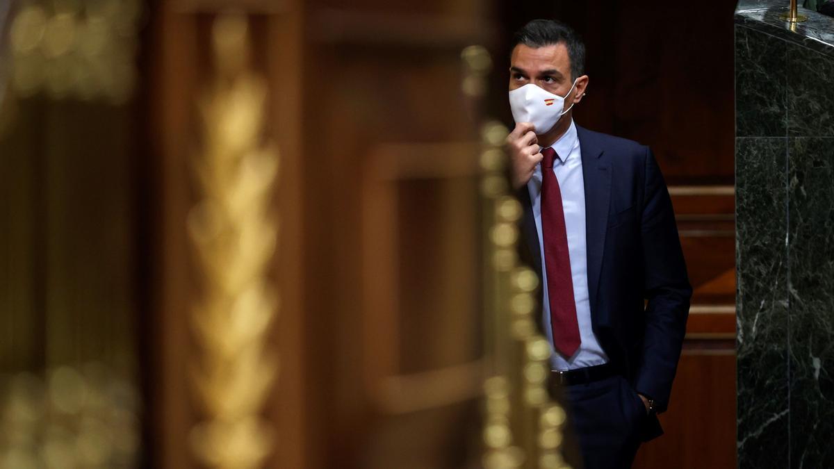 El presidente del Gobierno, Pedro Sánchez, durante su comparecencia en el pleno del Congreso para explicar los indultos del 'procés', este 30 de junio de 2021.