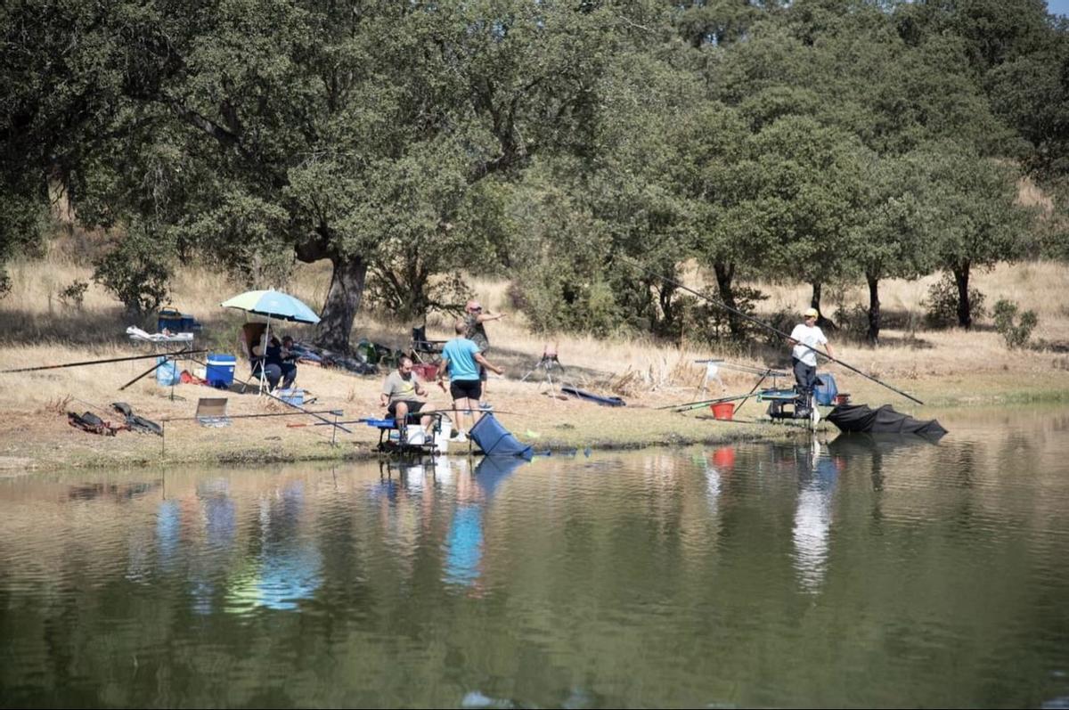 Aficionados en un concurso de pesca.