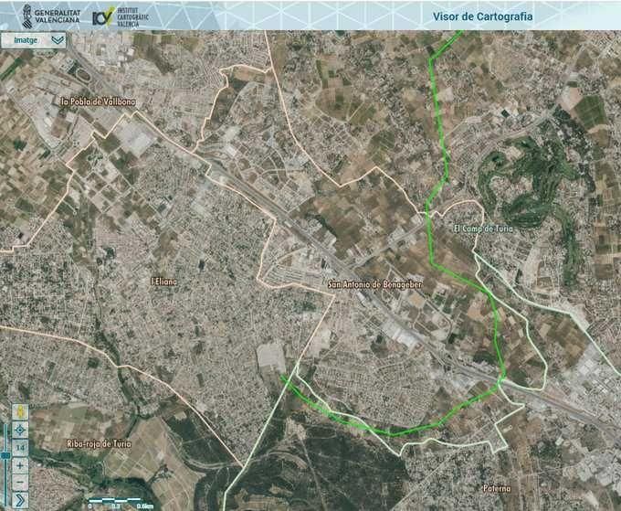 El cableado de alta tensión y sus torres bordearían Bétera y San Antonio de Benagéber hasta l'Eliana