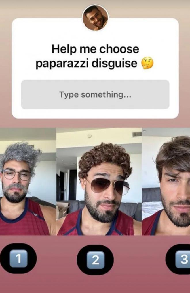 Sam Asghari posa con peluca