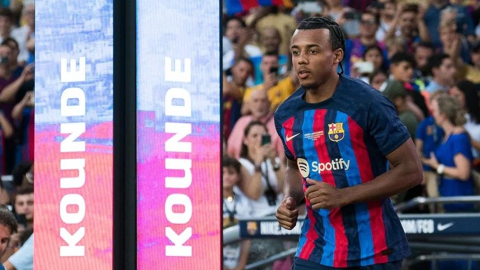 Koundé, en la presentación del Barça previa a la disputa del trofeo Joan Gamper.