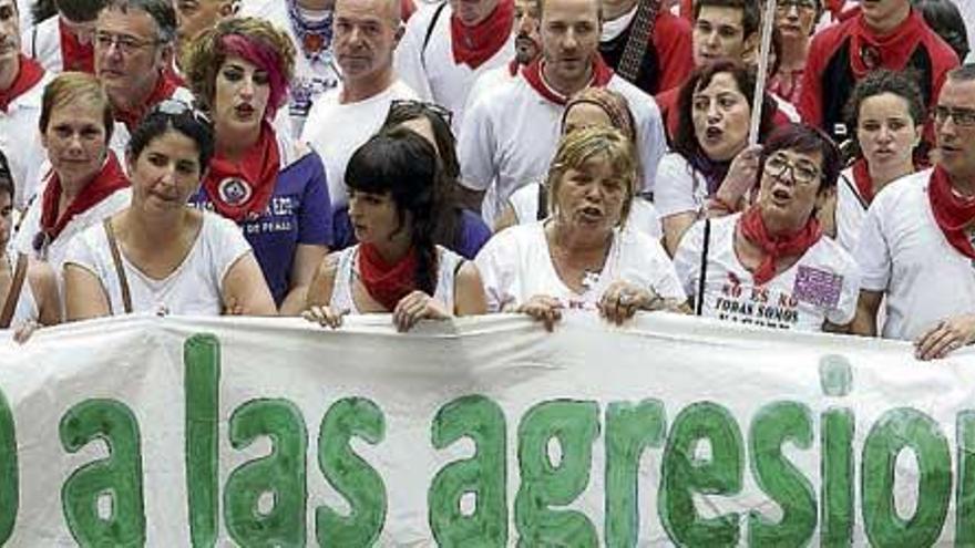 Manifestación contra las agresiones sexuales durante las pasadas fiestas de San Fermín en Pamplona.