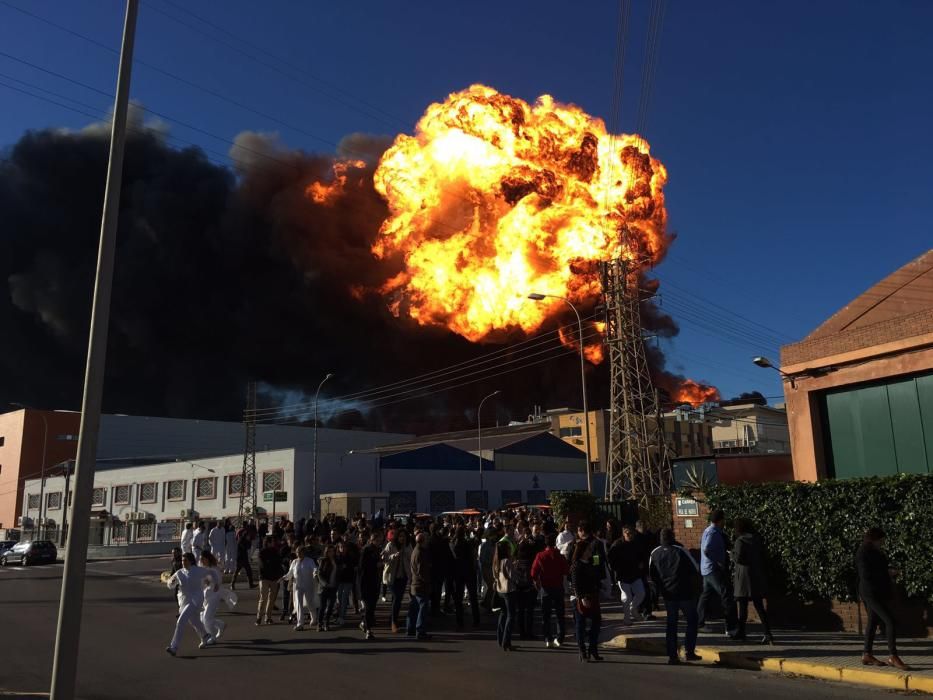 Espectacular incendi en una química de Paterna