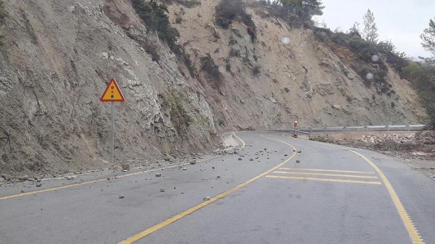 La carretera CV-755 esta mañana.