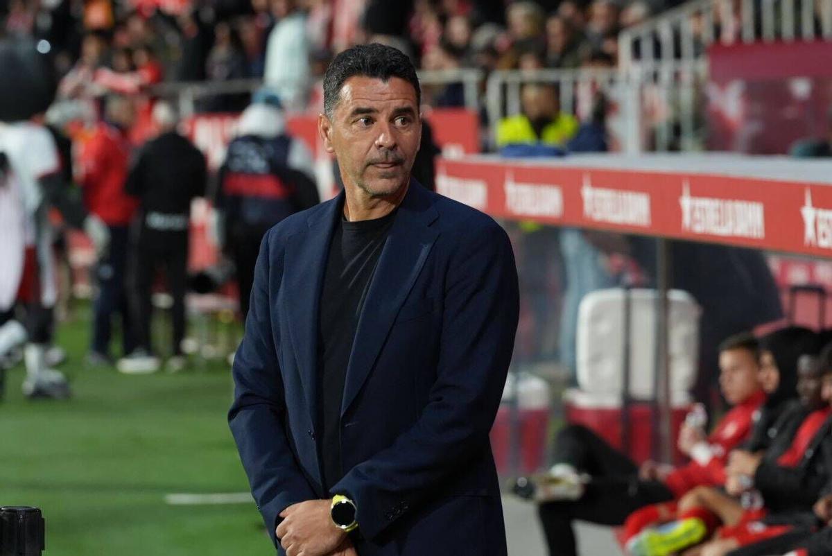 Míchel, en el Girona-Villarreal