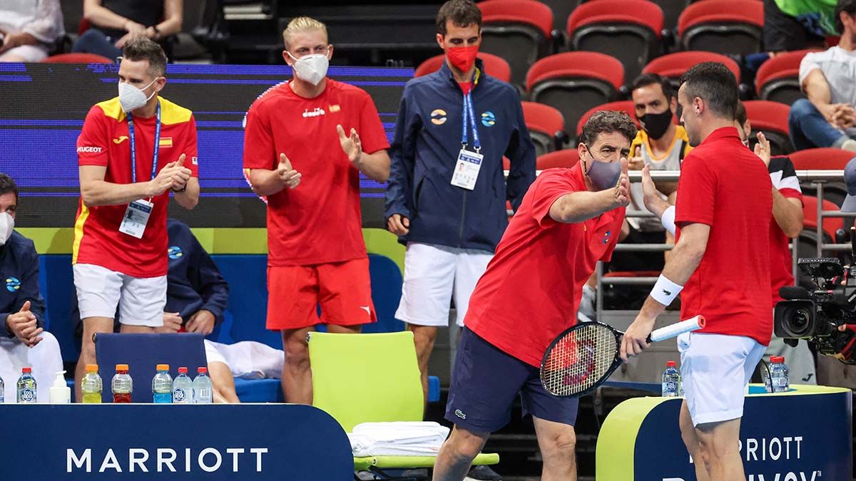 Bautista celebrando el punto con el 'box' español