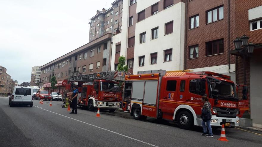 Los bomberos salvan a una perra de un incendio en Oviedo