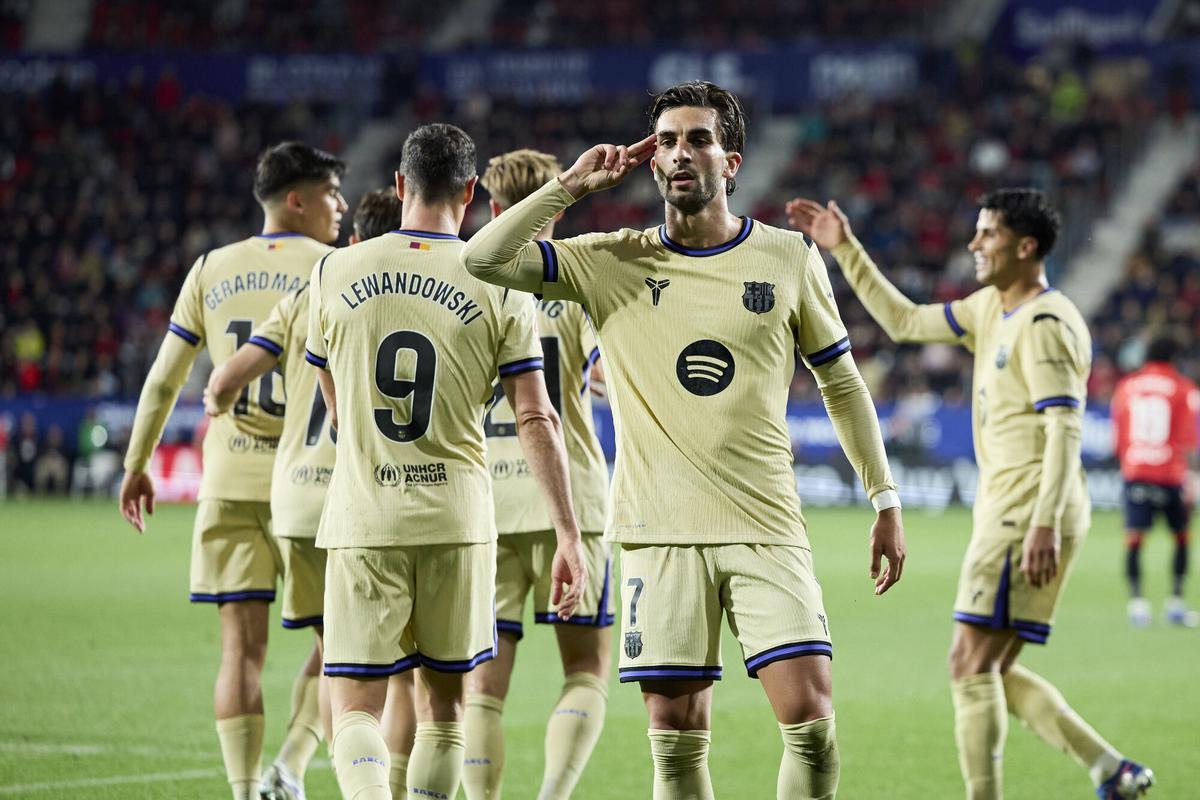Ferran Torres celebra su gol ante Osasuna