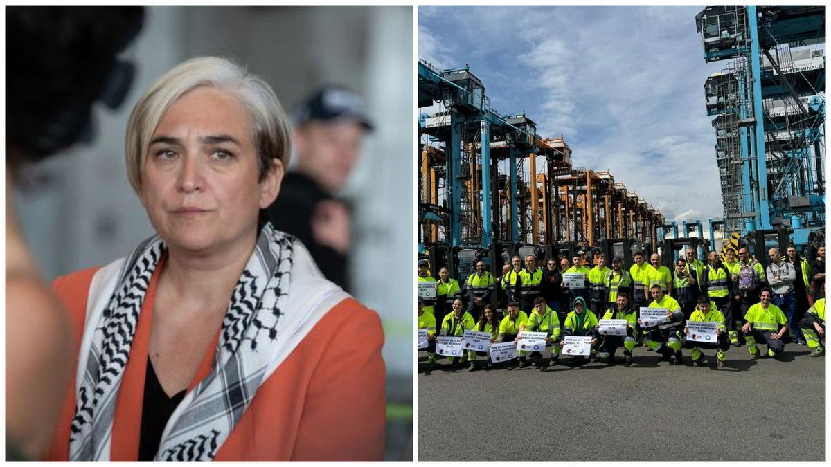 Ada Colau y los estibadores de Barcelona, premiados por la comunidad palestina de Catalunya