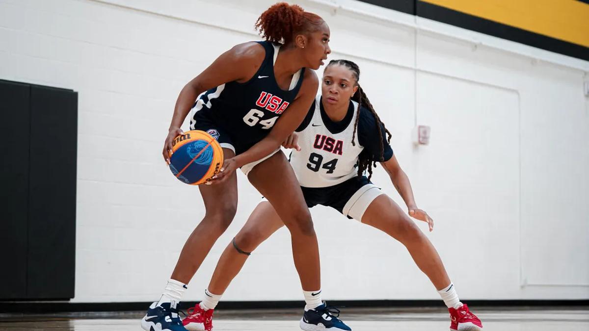 Kayla West (64), en un entrenamiento con la selección de EEUU de 3x3.