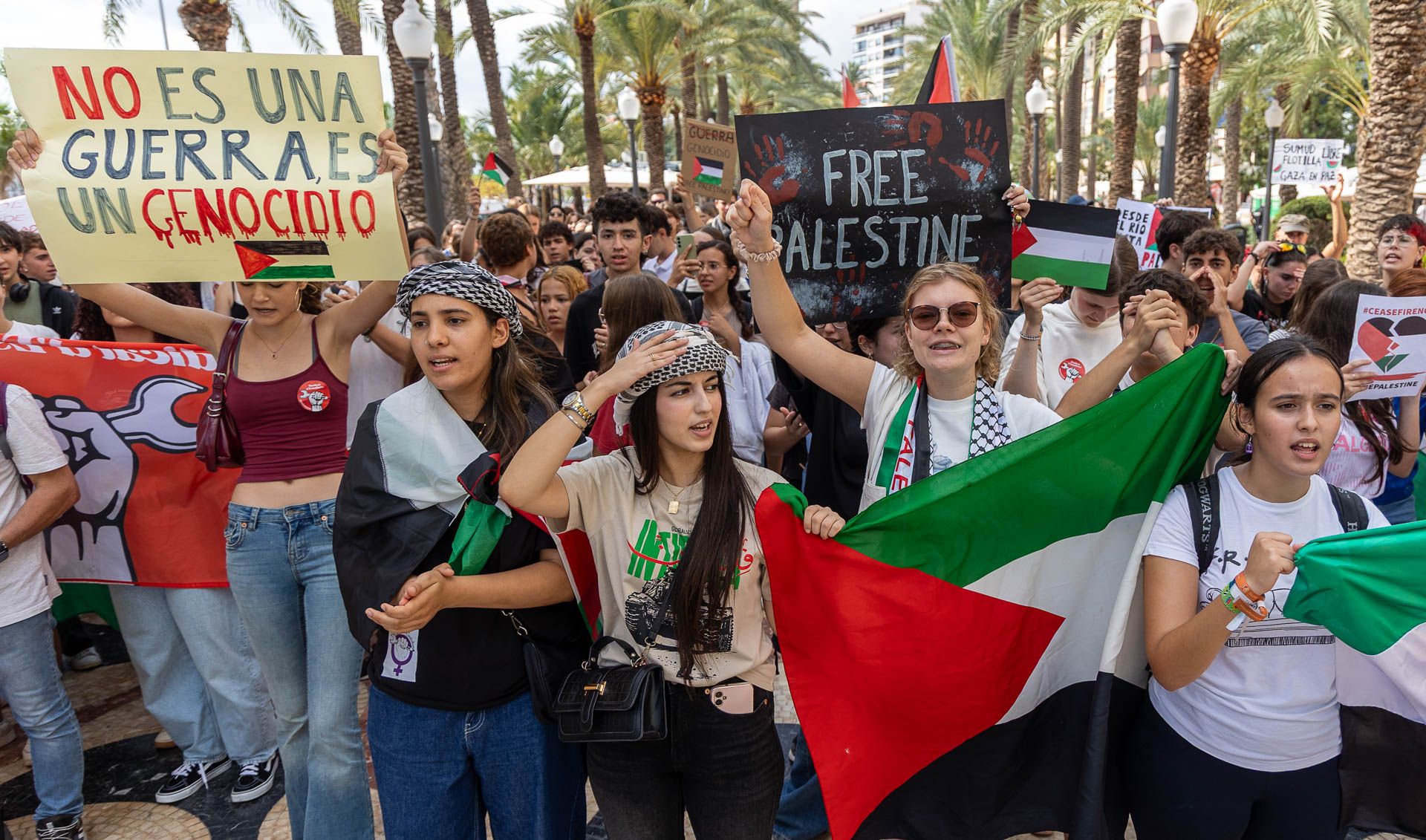 Estudiantes en defensa de Palestina por las calles de Alicante