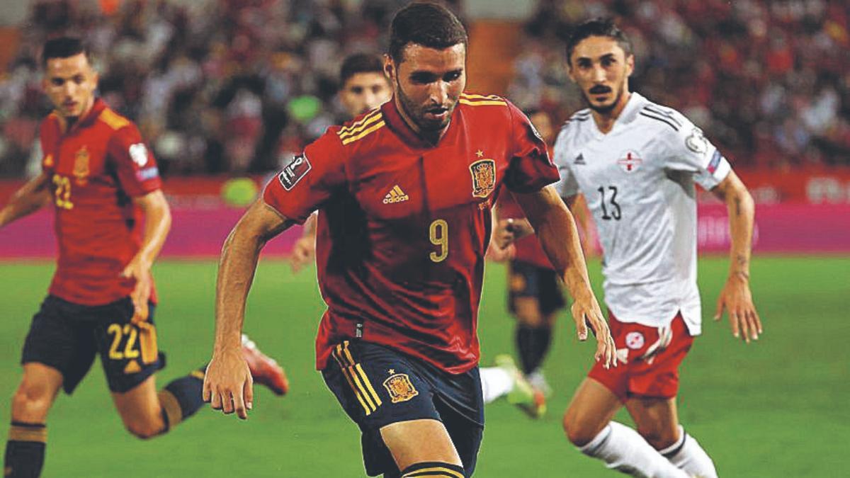 Abel Ruiz, durante un partido con la Selección española ante Georgia