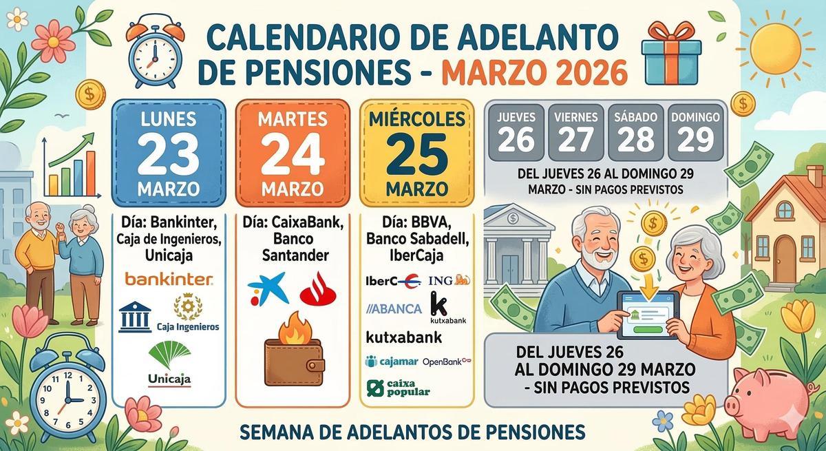 Fecha del pago de la spensiones en marzo de 2026