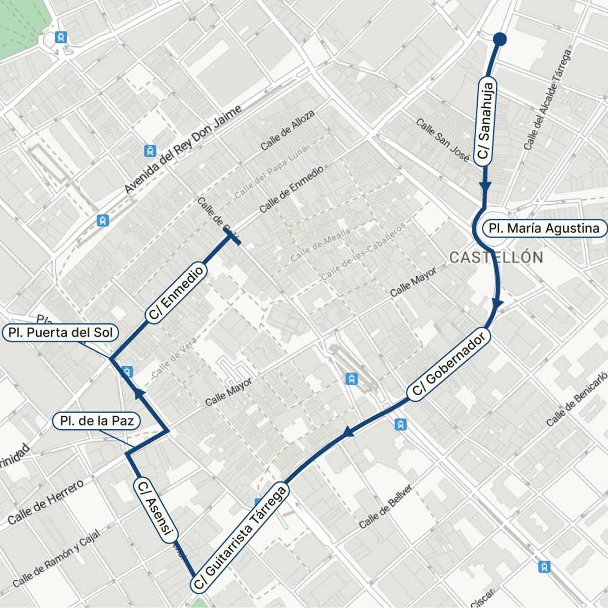 Recorrido del desfile de los Moros d'Alqueria del día 14 de marzo de 2026.