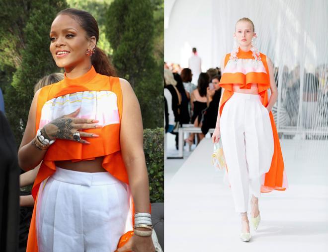 Rihanna con look de Delpozo en el evento previo a los Grammy