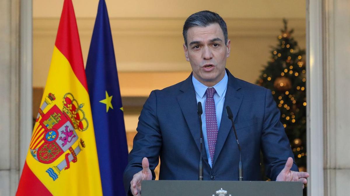 Pedro Sánchez en una roda de premsa a La Moncloa divendres. | EUROPA PRESS