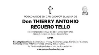 Esquela Thierry Antonio Recuero Tello