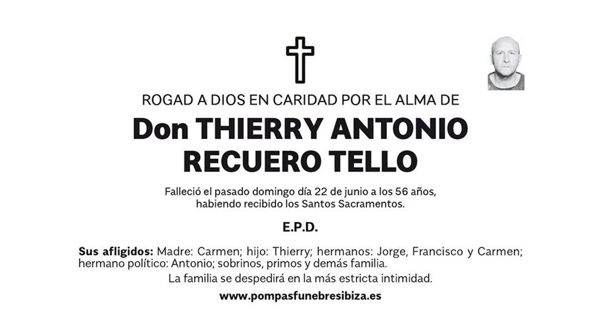 Esquela Thierry Antonio Recuero Tello