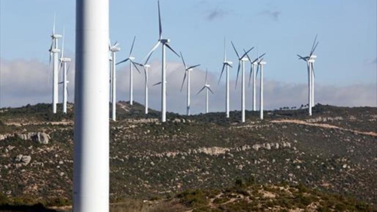 Parque de molinos de viento situado en la localidad de Rubió (Anoia).