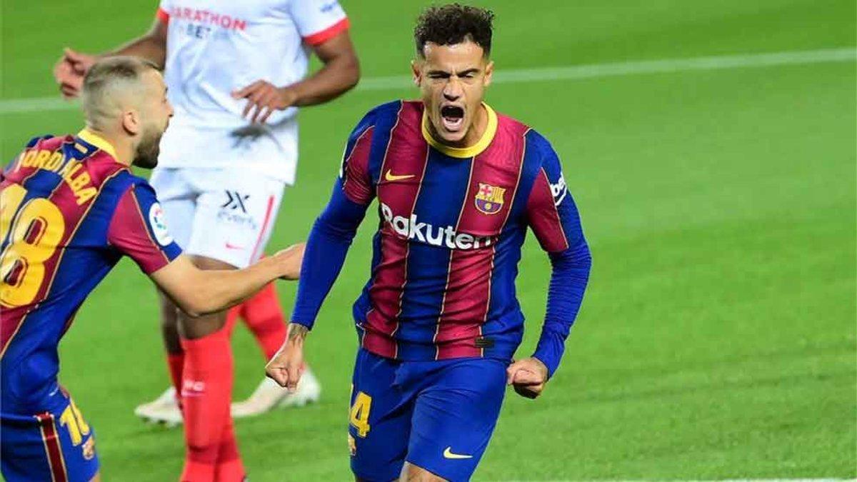 Coutinho igualó el partido ante el Sevilla