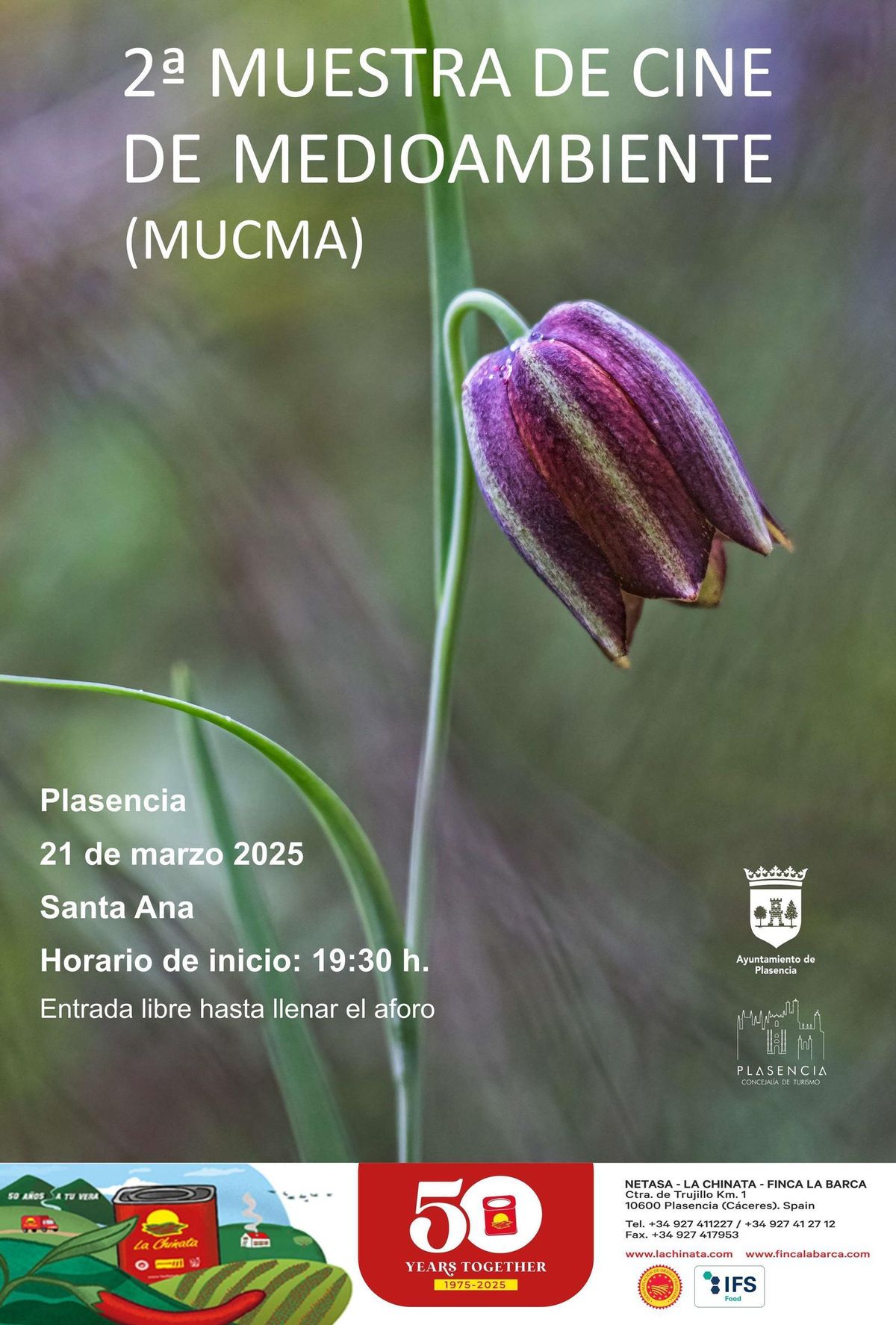 Cartel sobre la muestra de cine de medioambiente en Plasencia.