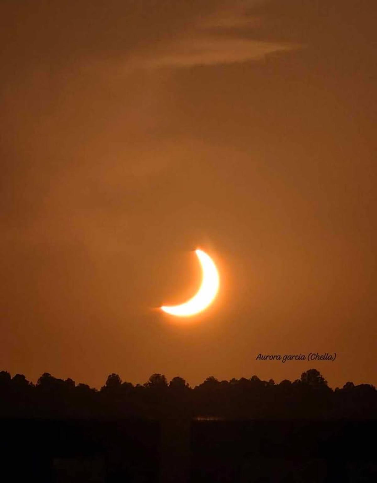 El eclipse, al final del fenómeno visto desde Chella.