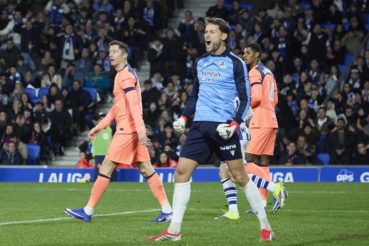 Remiro, ante el Barça.