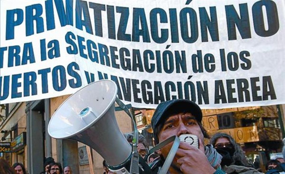 Protestes contra la privatització dels aeroports.
