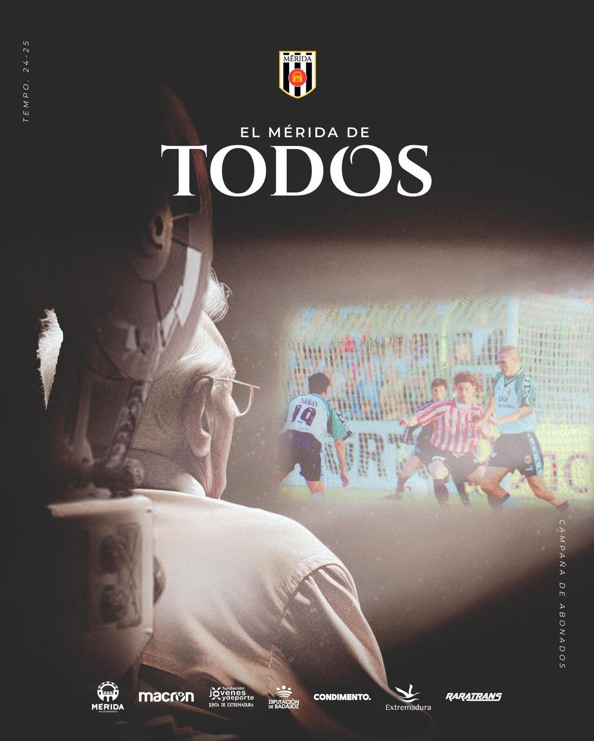 Cartel de la campaña de abonados del Mérida.