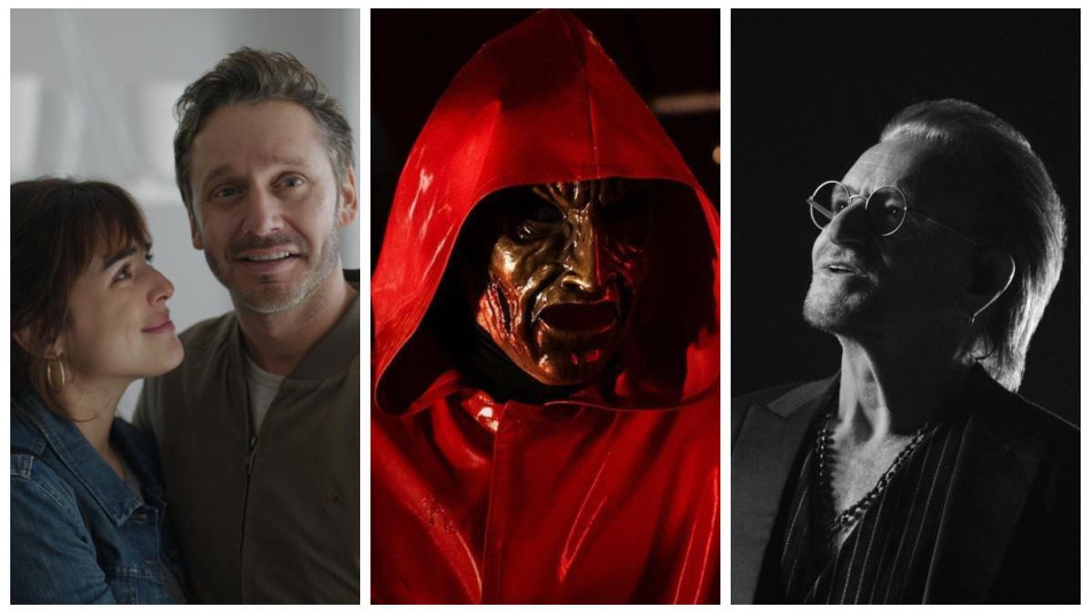 Fotogramas de 'El silencio de Marcos Tremmer', 'La calle del terror: la reina del baile' y 'Bono: historias de Surrender'.