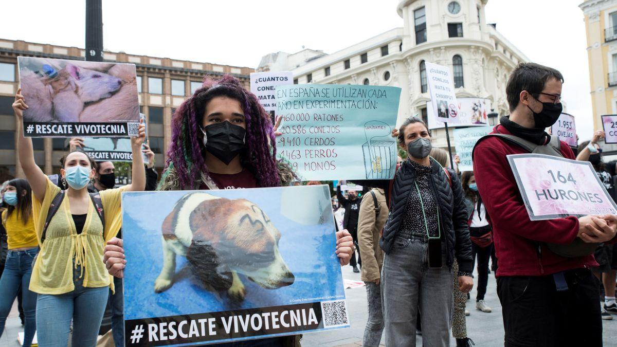 Una protesta contra el laboratori de Madrid l&#039;abril passat