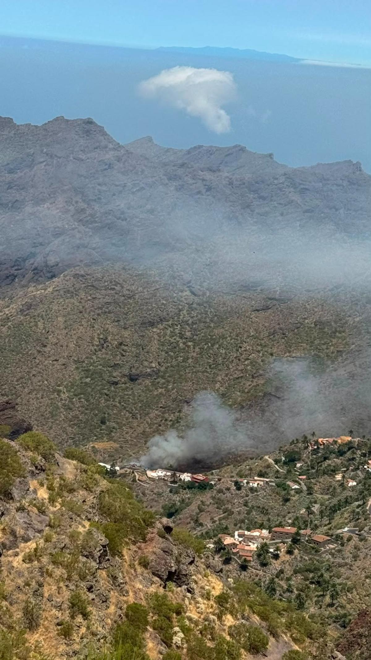 Declarado un conato de incendio en Masca a 50 metros de viviendas