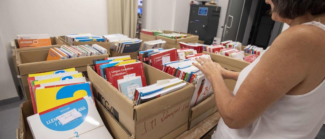 Libros de texto, ayer, en la Llibreria Lluna de Palma.