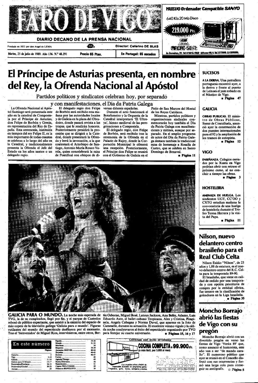 O Día de Galicia a través das portadas de FARO DE VIGO (1989)