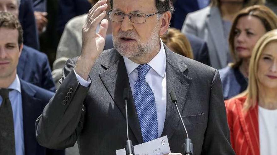 Rajoy, ayer, en la presentación de los cabezas de lista del PP.