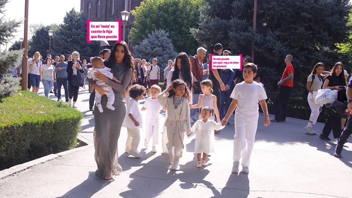 Kim y Kourtney Kardashian en Armenia con sus hijos